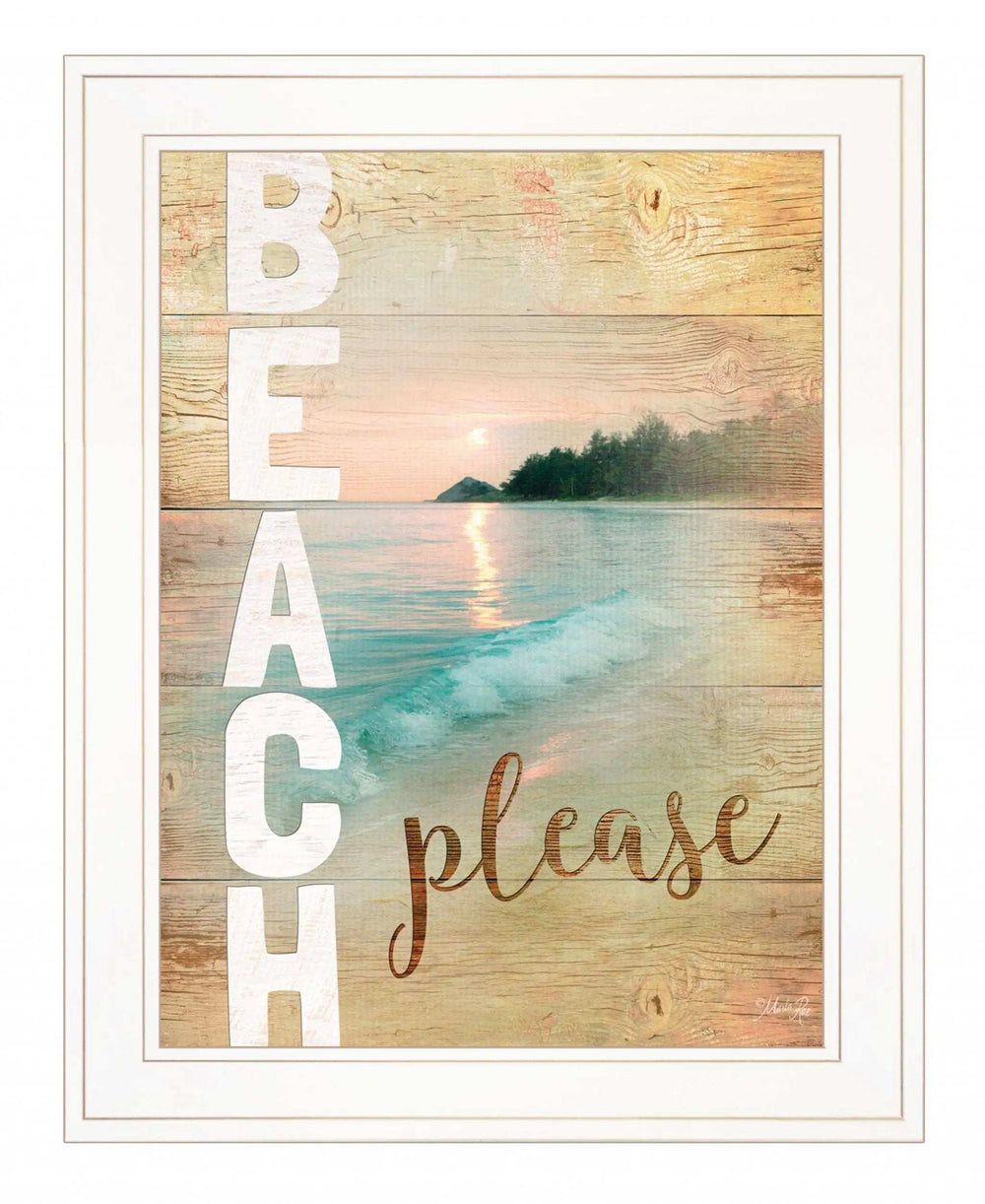 Beach Please 1 White Framed Print Wall Art - Homeroots - Flyclothing LLC