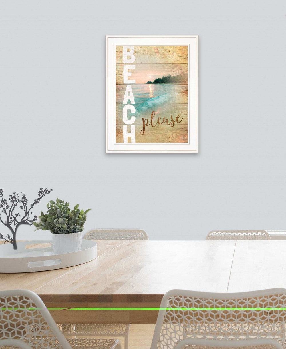 Beach Please 1 White Framed Print Wall Art - Homeroots - Flyclothing LLC