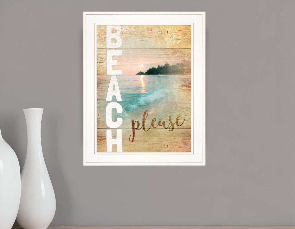 Beach Please 1 White Framed Print Wall Art - Homeroots - Flyclothing LLC