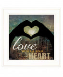 Love with all Your Heart 3 White Framed Print Wall Art - Homeroots - Flyclothing LLC