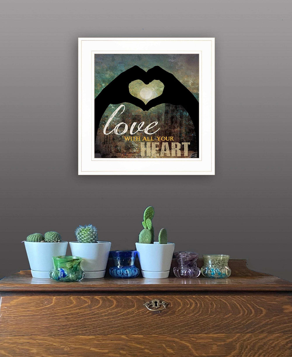 Love with all Your Heart 3 White Framed Print Wall Art - Homeroots - Flyclothing LLC
