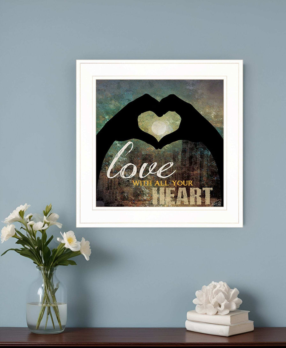 Love with all Your Heart 3 White Framed Print Wall Art - Homeroots - Flyclothing LLC