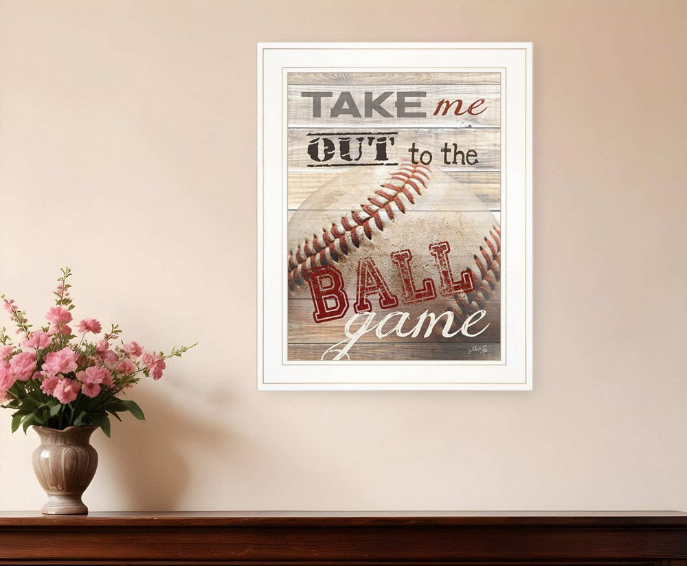 Take Me Out to the Ball Game 1 White Framed Print Wall Art - Homeroots - Flyclothing LLC