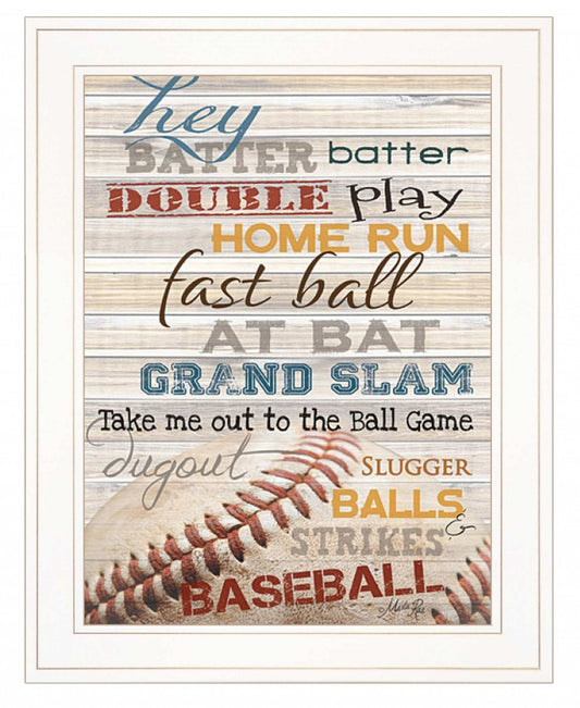 Hey Batter Batter 1 White Framed Print Wall Art - Homeroots - Flyclothing LLC