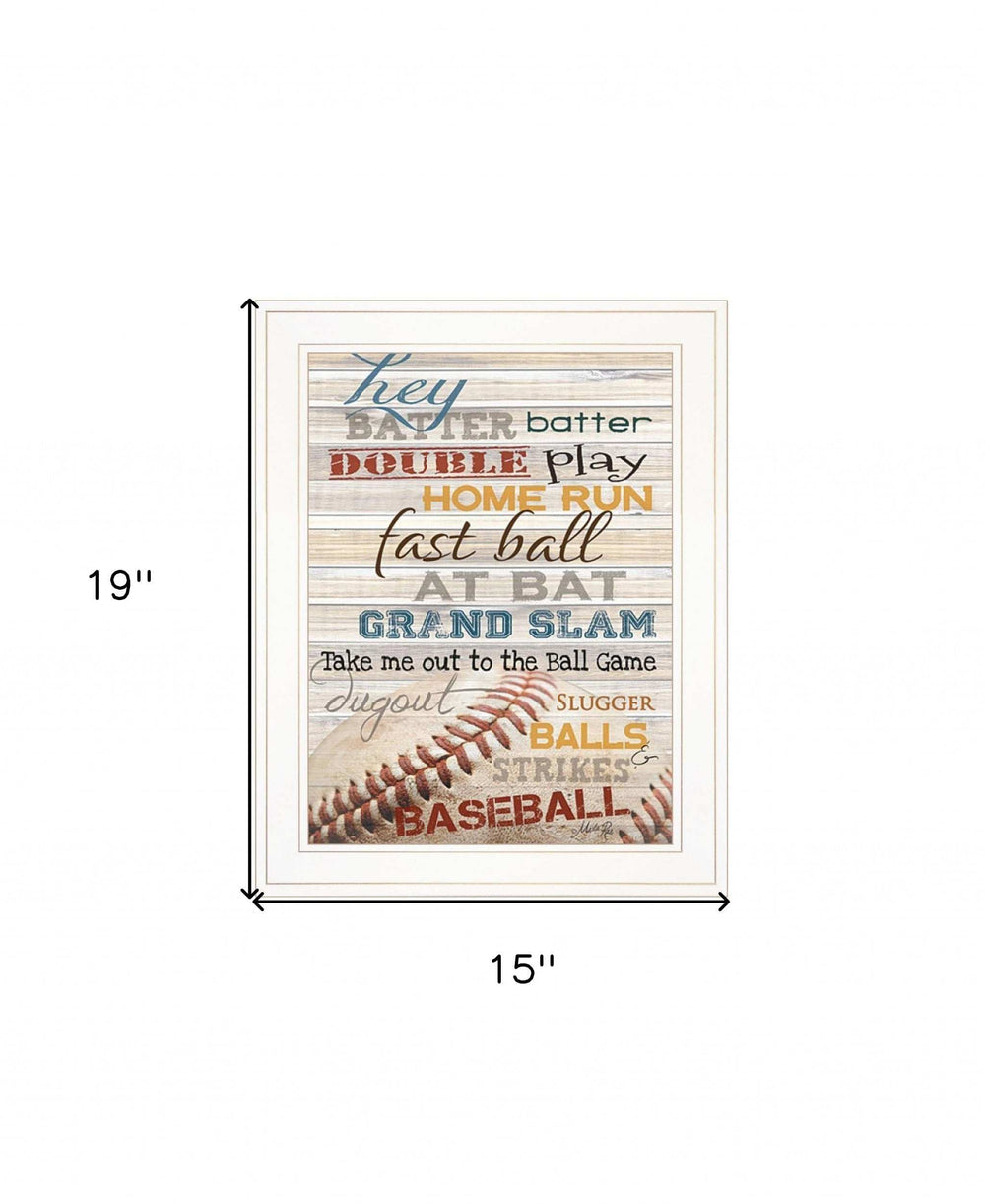Hey Batter Batter 1 White Framed Print Wall Art - Homeroots - Flyclothing LLC