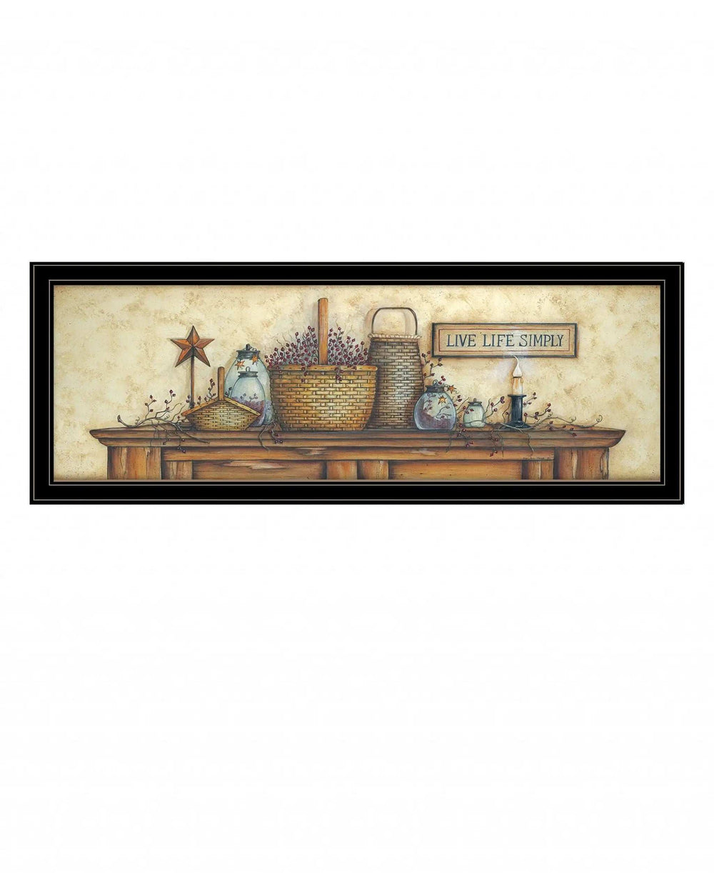 Live Life Simple 3 Black Framed Print Wall Art - Homeroots - Flyclothing LLC