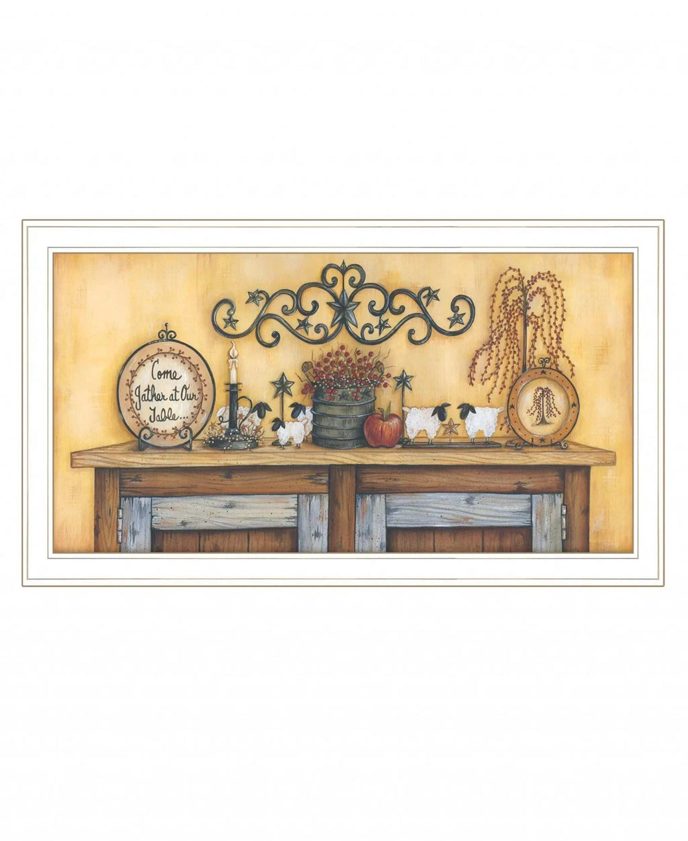 Come Gather at Our Table 3 White Framed Print Wall Art - Homeroots - Flyclothing LLC