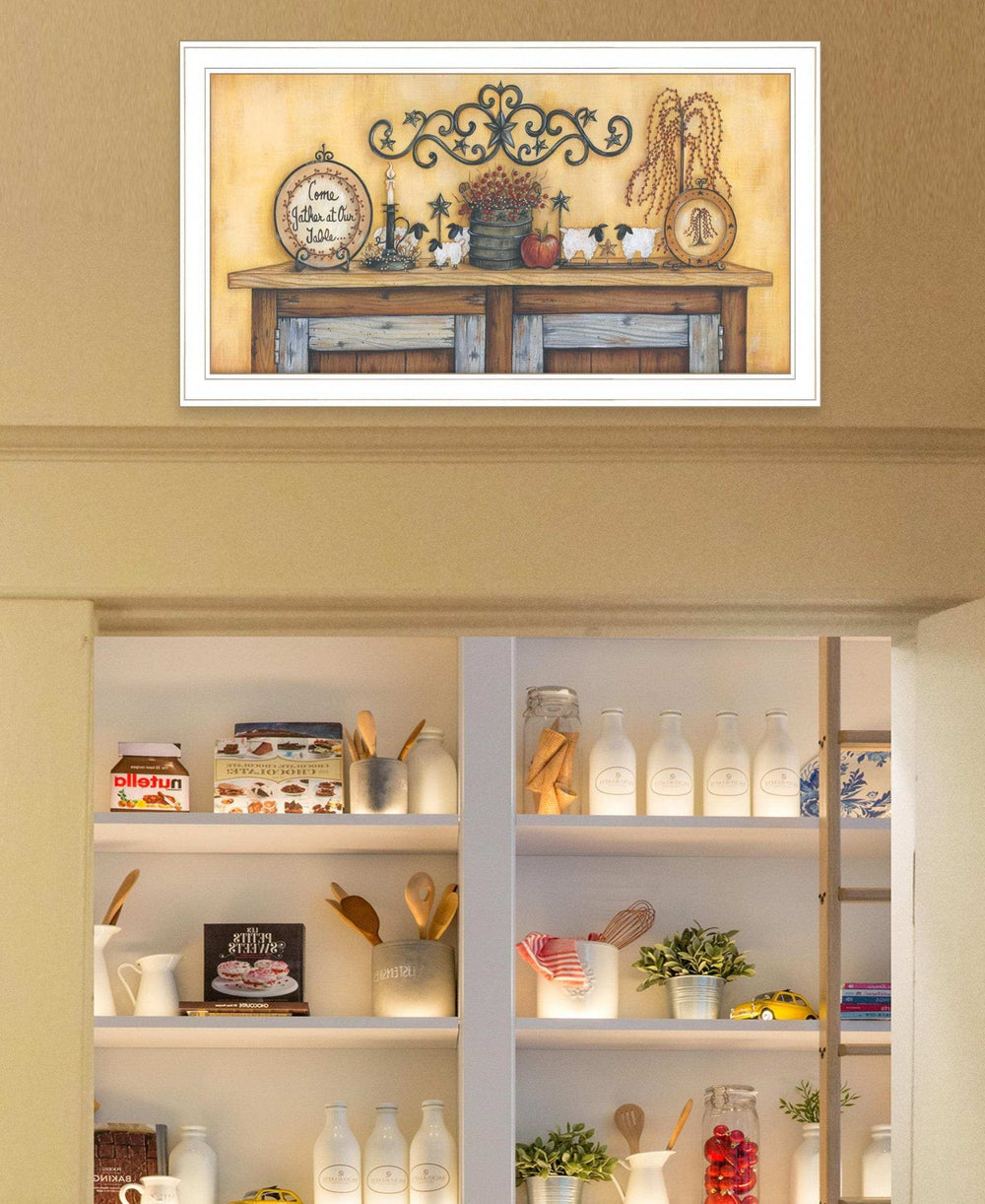 Come Gather at Our Table 3 White Framed Print Wall Art - Homeroots - Flyclothing LLC
