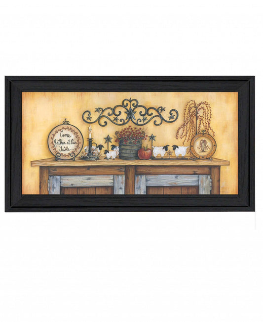 Come Gather at Our Table 4 Black Framed Print Wall Art - Homeroots - Flyclothing LLC