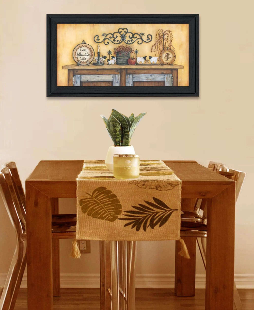 Come Gather at Our Table 4 Black Framed Print Wall Art - Homeroots - Flyclothing LLC
