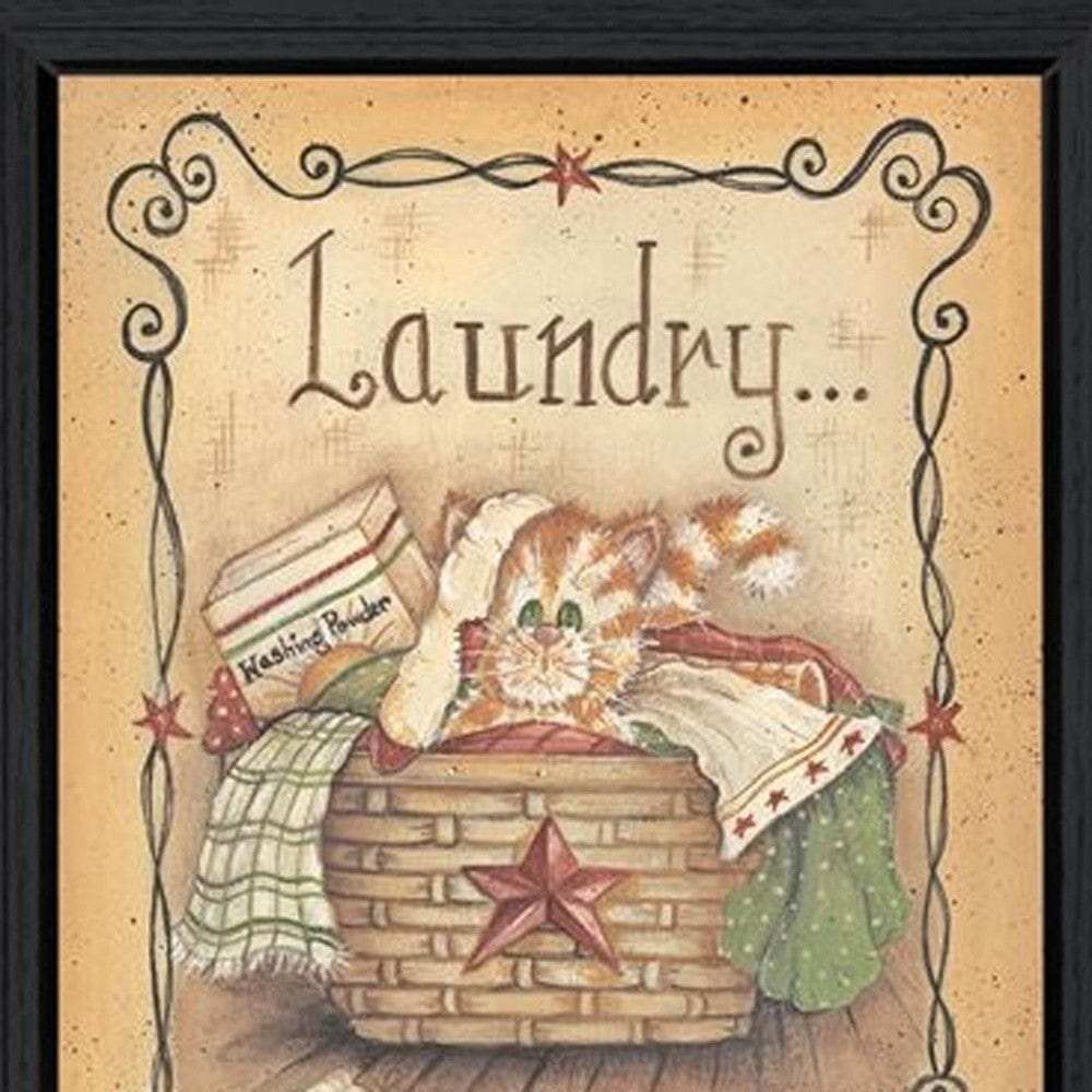 Laundry 1 Black Picture Frame Print Bathroom Wall Art - Homeroots - Flyclothing LLC