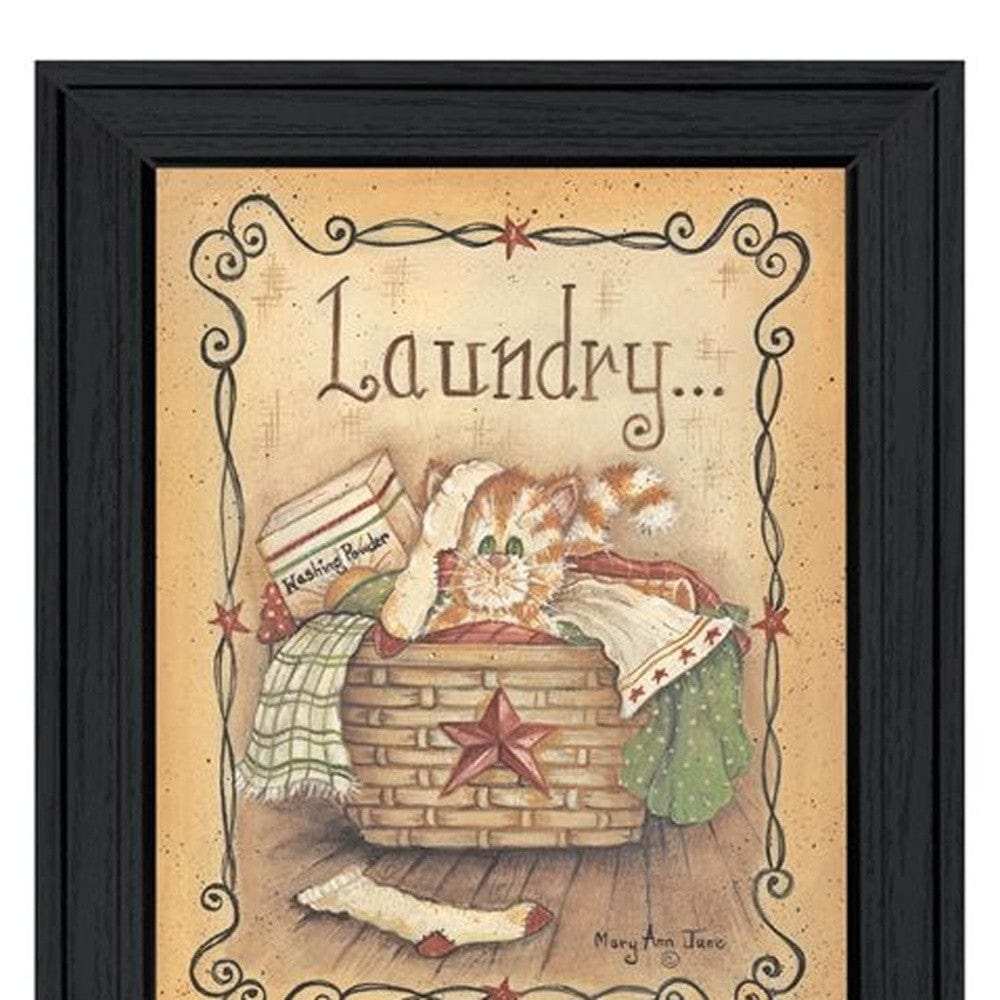 Laundry 1 Black Picture Frame Print Bathroom Wall Art - Homeroots - Flyclothing LLC