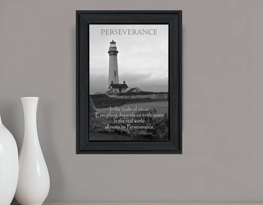 Perseverance Grayscale 1 Black Framed Print Wall Art - Homeroots - Flyclothing LLC