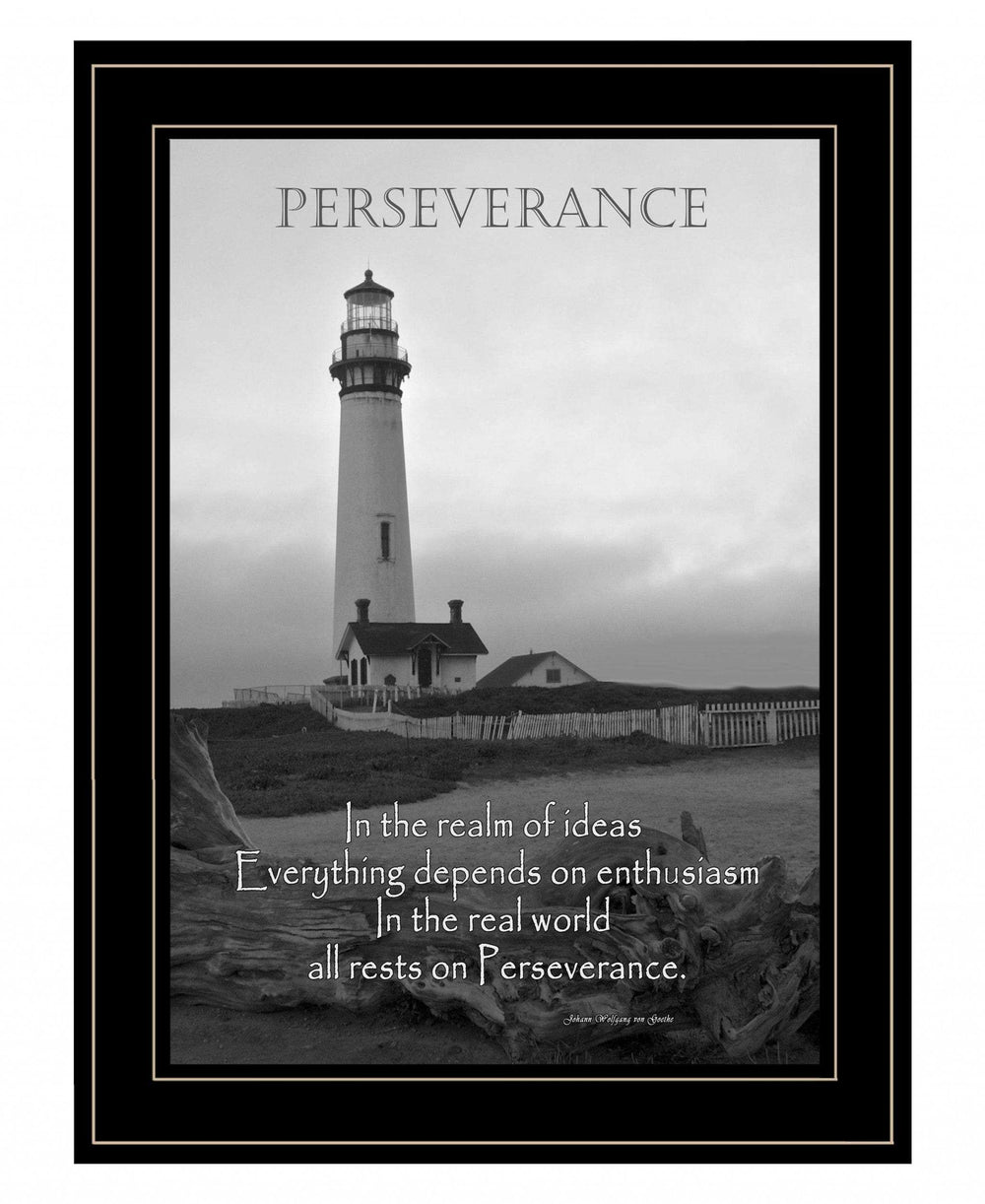 Perseverance Grayscale 2 Black Framed Print Wall Art - Homeroots - Flyclothing LLC