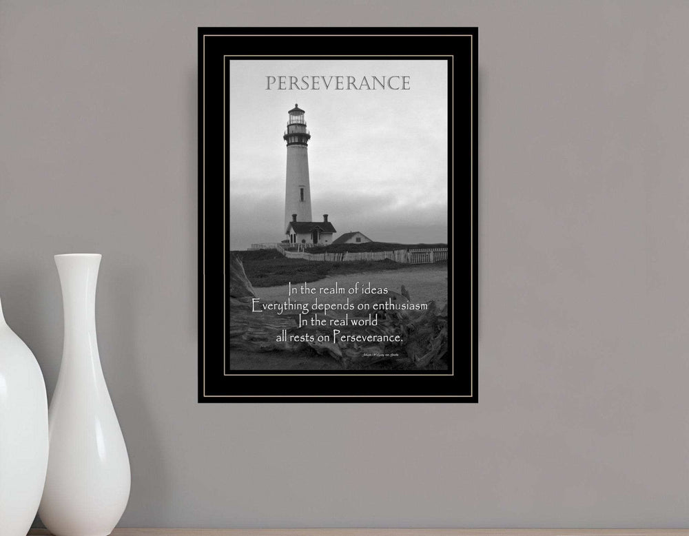 Perseverance Grayscale 2 Black Framed Print Wall Art - Homeroots - Flyclothing LLC
