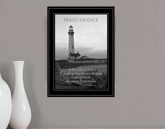 Perseverance Grayscale 2 Black Framed Print Wall Art - Homeroots - Flyclothing LLC