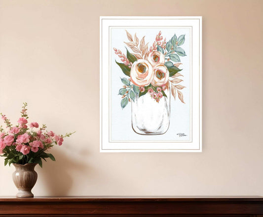 Floral Jar 1 White Framed Print Wall Art - Homeroots - Flyclothing LLC