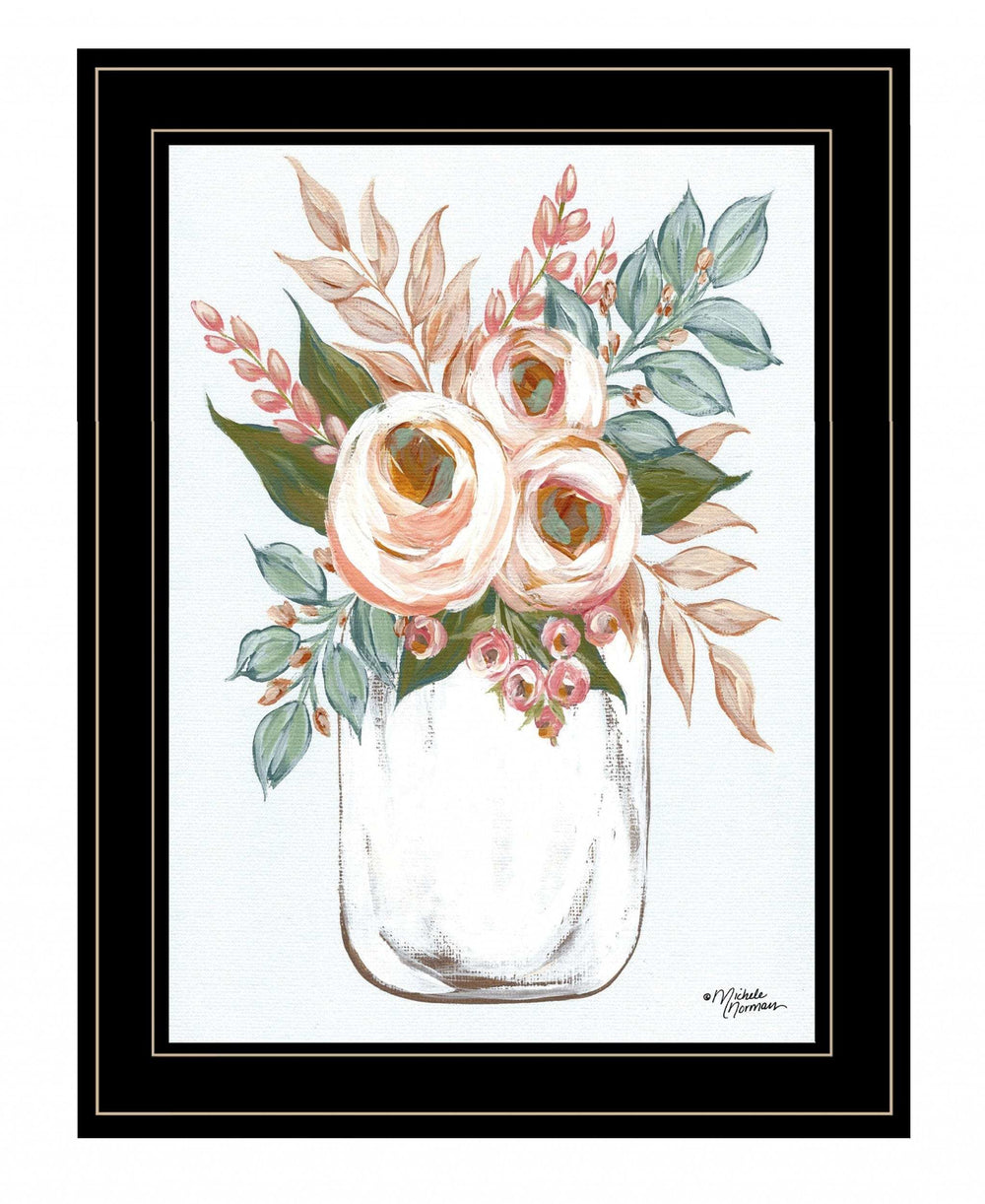 Floral Jar 2 Black Framed Print Wall Art - Homeroots - Flyclothing LLC