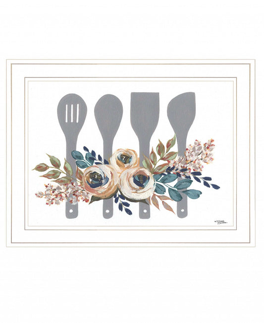 Fall Floral Baking Utensils 1 White Framed Print Kitchen Wall Art - Homeroots - Flyclothing LLC
