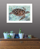 Sea Turtles Collage 1 White Framed Print Wall Art - Homeroots - Flyclothing LLC