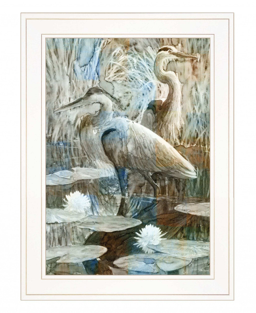 Marsh Herons II 1 White Framed Print Wall Art - Homeroots - Flyclothing LLC