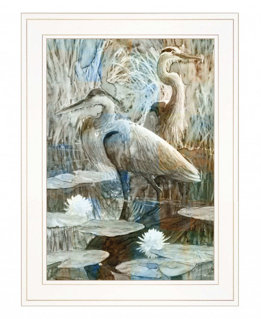 Marsh Herons II 1 White Framed Print Wall Art - Homeroots - Flyclothing LLC