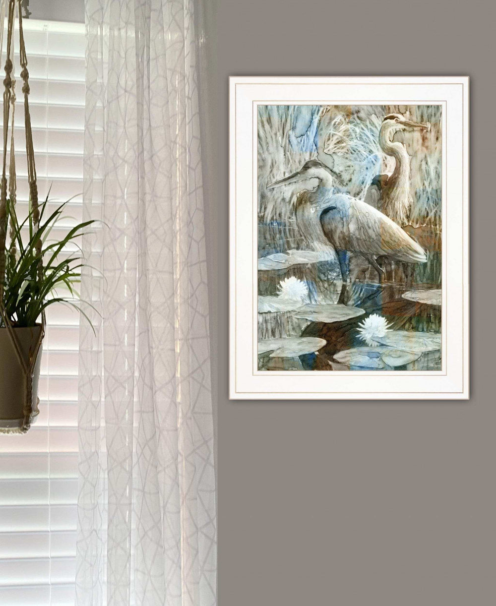 Marsh Herons II 1 White Framed Print Wall Art - Homeroots - Flyclothing LLC