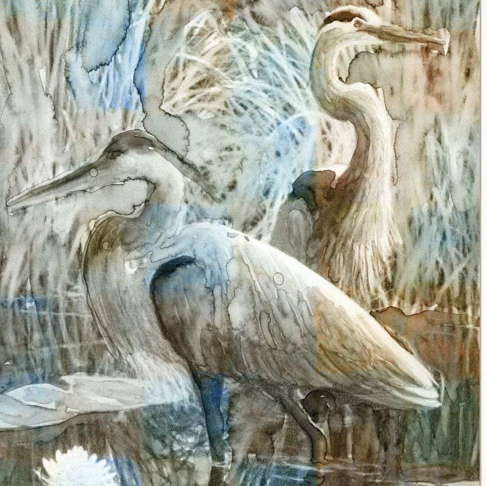 Marsh Herons II 1 White Framed Print Wall Art - Homeroots - Flyclothing LLC