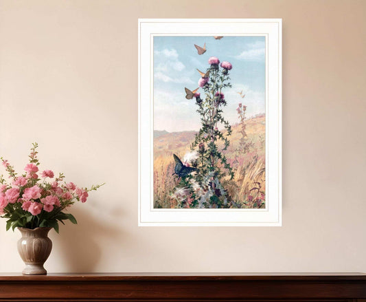 Meadow Butterflies 1 White Framed Print Wall Art - Homeroots - Flyclothing LLC