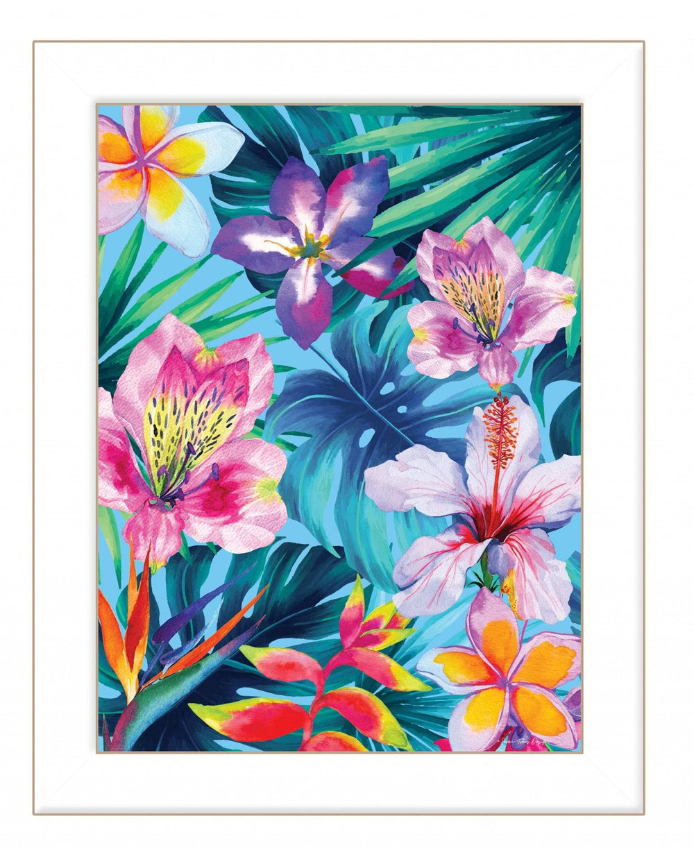 Tropical Flowers 1 White Framed Print Wall Art - Homeroots - Flyclothing LLC