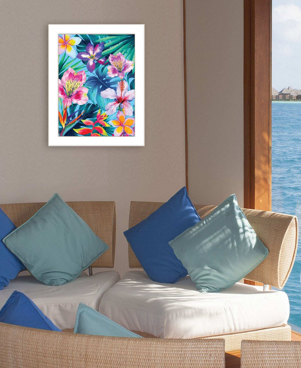 Tropical Flowers 1 White Framed Print Wall Art - Homeroots - Flyclothing LLC