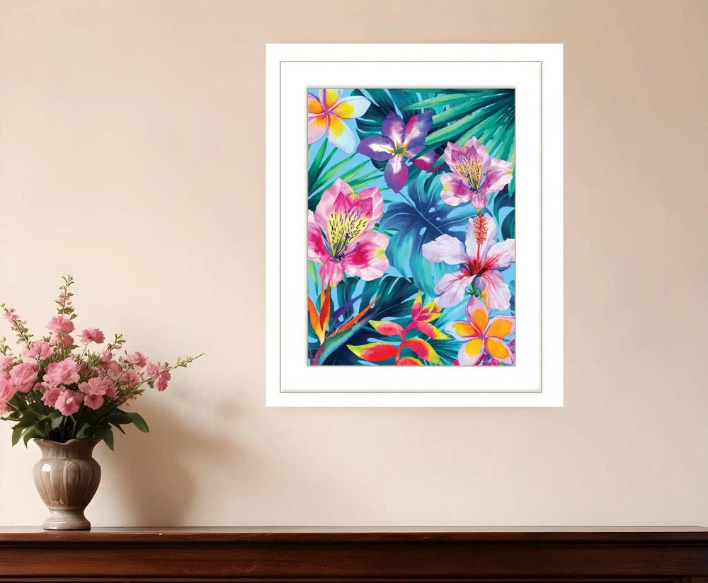 Tropical Flowers 1 White Framed Print Wall Art - Homeroots - Flyclothing LLC