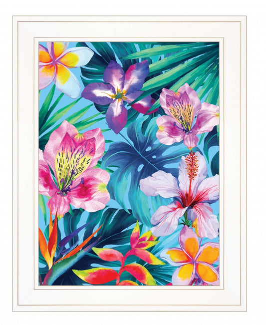 Tropical Flowers 2 White Framed Print Wall Art - Homeroots - Flyclothing LLC