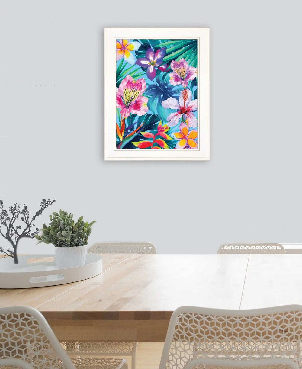 Tropical Flowers 2 White Framed Print Wall Art - Homeroots - Flyclothing LLC
