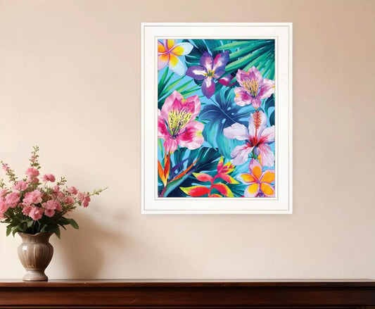 Tropical Flowers 2 White Framed Print Wall Art - Homeroots - Flyclothing LLC