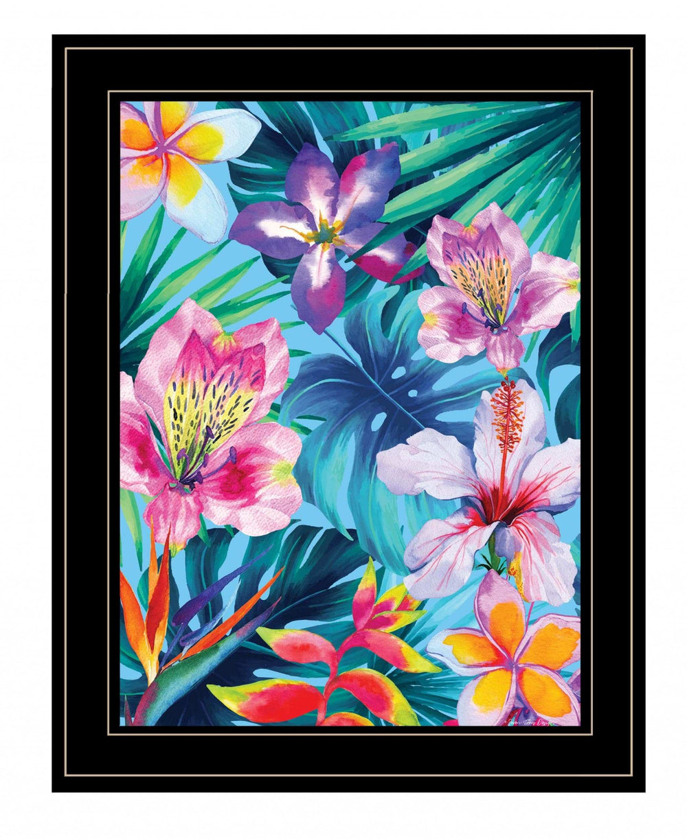 Tropical Flowers 3 Black Framed Print Wall Art - Homeroots - Flyclothing LLC