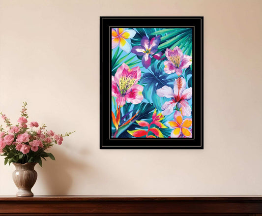 Tropical Flowers 3 Black Framed Print Wall Art - Homeroots - Flyclothing LLC