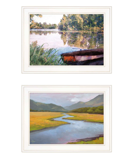 Set Of Two Serene Water 1 White Framed Print Wall Art - Homeroots - Flyclothing LLC