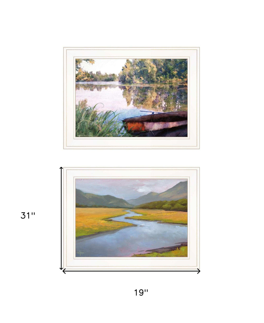 Set Of Two Serene Water 1 White Framed Print Wall Art - Homeroots - Flyclothing LLC