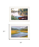 Set Of Two Serene Water 1 White Framed Print Wall Art - Homeroots - Flyclothing LLC