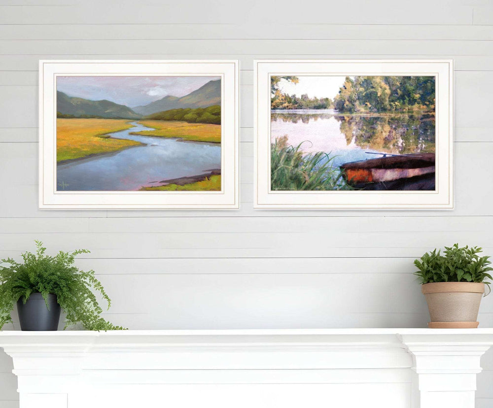 Set Of Two Serene Water 1 White Framed Print Wall Art - Homeroots - Flyclothing LLC