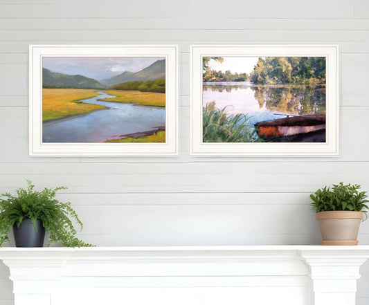 Set Of Two Serene Water 1 White Framed Print Wall Art - Homeroots - Flyclothing LLC