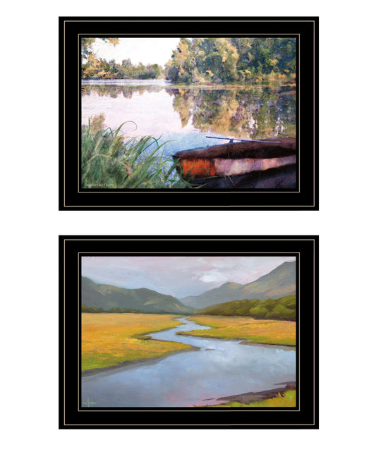 Set Of Two Serene Water 2 Black Framed Print Wall Art - Homeroots - Flyclothing LLC
