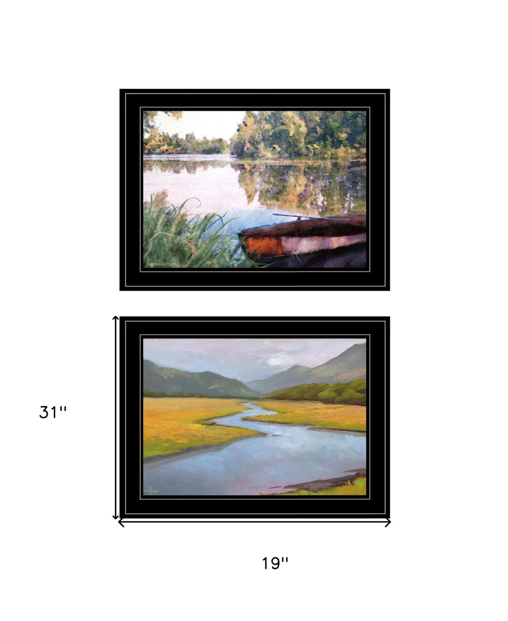 Set Of Two Serene Water 2 Black Framed Print Wall Art - Homeroots - Flyclothing LLC