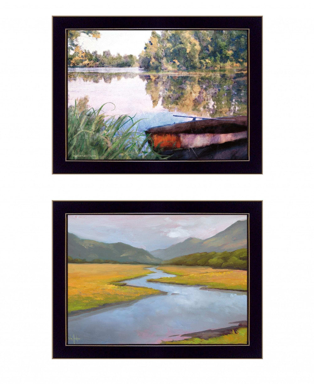 Set Of Two Serene Water 3 Black Framed Print Wall Art - Homeroots - Flyclothing LLC