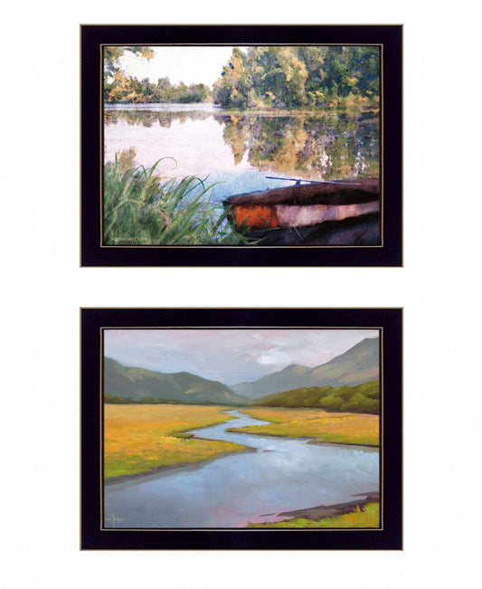Set Of Two Serene Water 3 Black Framed Print Wall Art - Homeroots - Flyclothing LLC