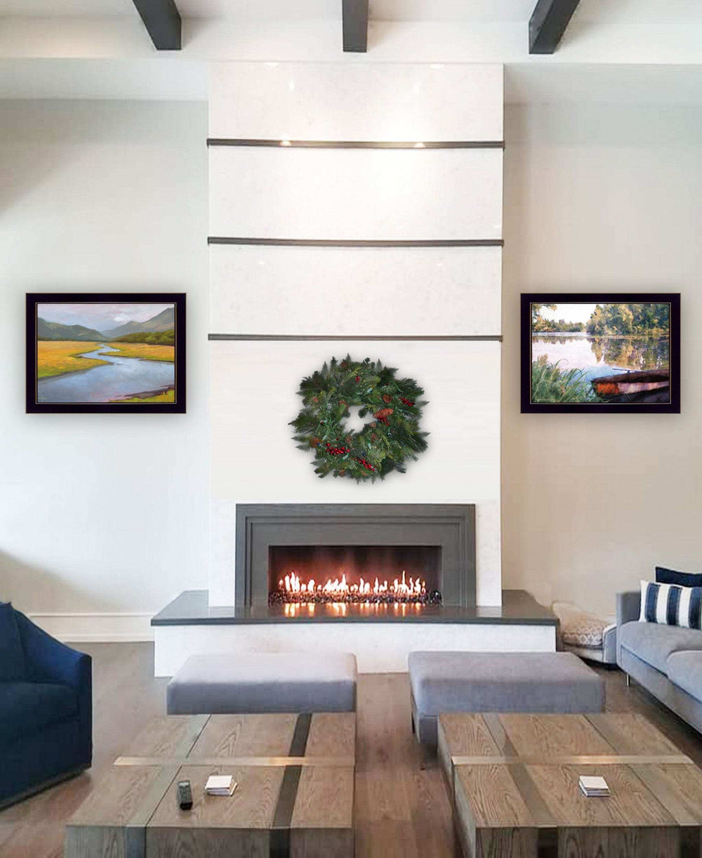 Set Of Two Serene Water 3 Black Framed Print Wall Art - Homeroots - Flyclothing LLC