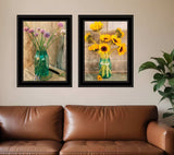 Set Of Two Country Sunflowers and Chives 2 Black Framed Print Wall Art - Homeroots - Flyclothing LLC