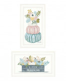 Set Of Two Floral Pumpkins 1 White Framed Print Wall Art - Homeroots - Flyclothing LLC