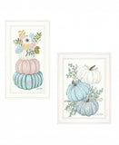 Set Of Two Floral Pumpkins 2 White Framed Print Wall Art - Homeroots - Flyclothing LLC